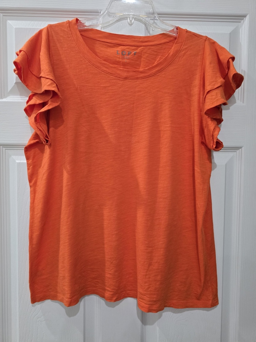 Loft Orange Ruffle Sleeve Women's Tee Size L